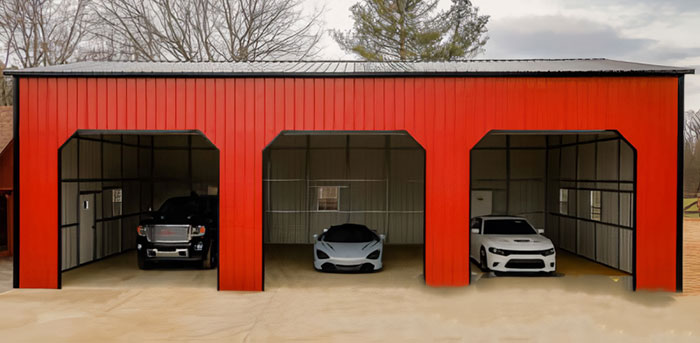 3-car steel garage building