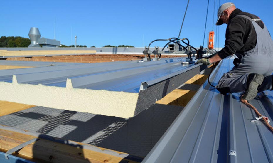 Installation of PU roof panels